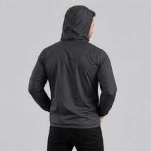 Men's Windbreaker Jacket With Lined Hood And Front Zipper, Lightweight And Comfortable For Everyday Use. - 深灰色 - 查看 2