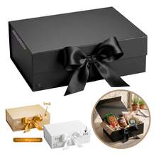 Cardboard Gift Box, Magnetic, Rigid, With Ribbon, 20x18x8cm, Decorative - 1PC - View 11