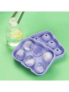 Khay làm đá bằng silicon dẻo và dễ lấy đá ra, 6 ngăn tròn, có thể tái sử dụng. - Màu tím hoa cà - Xem 1