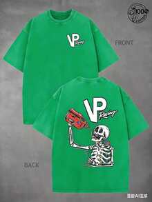 VP Racing Skeleton-Shirts, Eye-Catching Graphic-Shirts, Drifting And Racing Life Clothes Specially Designed Car Lovers; 230G Washed Cotton - Green - View 5