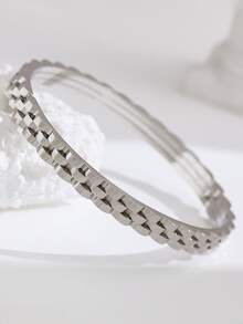 3件套高品质不锈钢花朵锆石手链，女士多元素珠宝设计，包含链条、齿轮和四叶草，时尚百搭，适合日常佩戴、派对、节日、生日、婚礼、情人节、母亲节等场合作为礼物。 - 銀色 - 查看 8