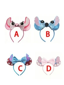 1件可愛吸睛卡通角色亮片耳飾髮箍，葉子裝飾時尚閃亮耳飾設計，適合學生派對、化裝舞會、角色扮演、主題樂園出遊及節日慶祝，生日、聖誕節、新年和週年紀念的完美禮物選擇 - 款式隨機 - 查看 11