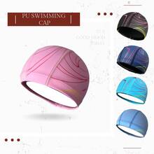 PU Swimming Cap, High Elasticity Soft Waterproof Non-Binding, Unisex Adult Swimming Gear - A - View 7
