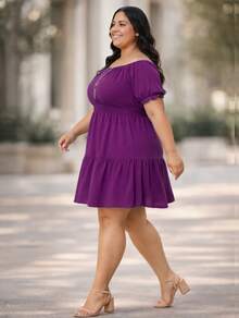 Vestido Feminino Leve Manga Princesa Duna Liso Curto Casual Dia a Dia Estampado - Fúcsia - Visão 2