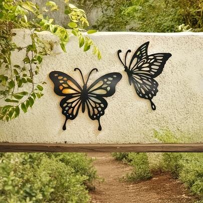 2 chiếc bướm trang trí tường tinh tế, thích hợp để trang trí vườn, sân, phòng khách, phòng ngủ, hiên nhà, ban công, không cần nguồn điện, món quà hoàn hảo cho bạn bè và gia đình.