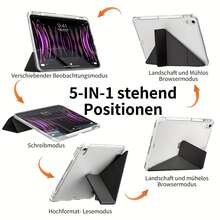 适用于第 10/11 代 (A16) 2025 年款/第 7/8 代/Pro 11 英寸/Pro 12.9 英寸/Air 6 (M2) 2024 年款平板电脑的保护套，支持多角度 Y 型支架，支持自动唤醒/睡眠，透明外壳带笔槽 - 黑色 - 查看 7