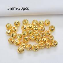 30/50 hạt đệm bằng đồng mạ vàng 18K, hạt trang trí, phụ kiện làm vòng tay, đồ trang sức tự làm vòng cổ. - Hạt giãn cách - Xem 13