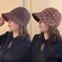 1 chiếc mũ lưỡi trai kẻ caro hai mặt, kiểu dáng cổ điển dành cho người cưỡi ngựa, mũ che nắng dáng suông. - Nhiều màu - Xem 10