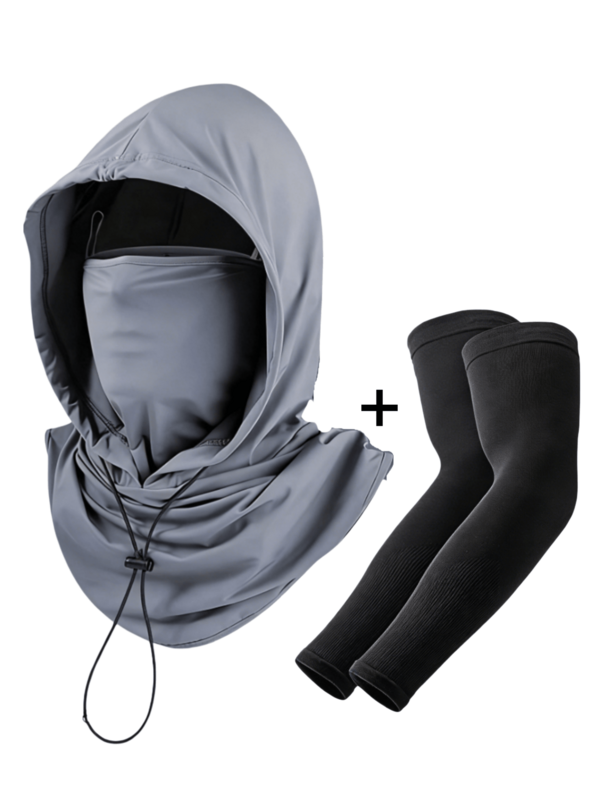 2 piezas/1 pieza Manga protectora para el sol con capucha y cobertura facial, máscara facial de verano a prueba de viento, cuello de tubo transpirable, protección solar para la cara