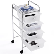 Butterslay Rolling Storage Cart Plastic Bin Organizer Unit With 4 Drawers, Metal Frame, Removable PP Drawers, For Office, Study, Makeup, Art Supplies, Black/White - 白色 - 查看 11