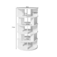 Rotating Shoe Rack, Round, White, 5 Shelves, Height 115 Cm, Width 60 Cm - White 1pc - View 5