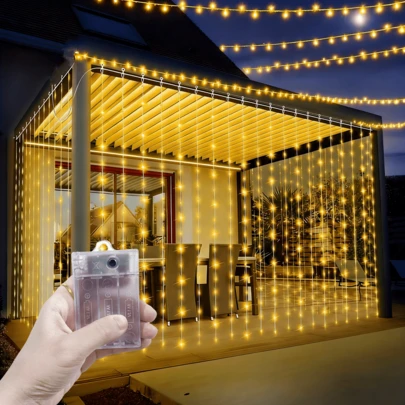 露营装饰、仙女花环装饰、节日串灯、闪亮花园灯、仙女灯串、庭院串灯、8种模式电池盒窗帘灯、景观照明、圣诞节万圣节装饰仙女灯、庭院灯、4种灯光颜色可选户外灯、生日派对装饰、浪漫氛围房间装饰、卧室客厅窗帘灯串、婚礼派对装饰灯串