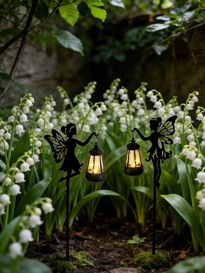 2D Acrylic Spring Fairy Garden Yard Stake Flat Sculpture Potted Plant Outdoor Decor