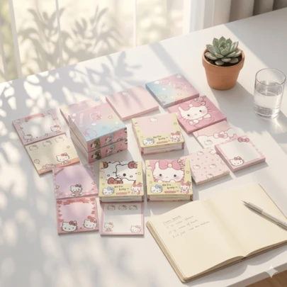 SANRIO [Sản phẩm bán chạy nhất] 1 tập giấy ghi chú ngẫu nhiên 200 tờ, văn phòng phẩm chất lượng cao dễ thương, giấy mịn, thiết kế KT Expression ngộ nghĩnh, tập giấy ghi chú mini bỏ túi, phù hợp cho văn phòng, phần thưởng học tập, ghi chú hàng ngày, quà tặng hoàn hảo cho bạn bè, Giáng sinh, Năm mới, Lễ Phục sinh, tập giấy ghi chú cần thiết cho năm học mới.