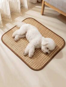 1件装宠物夏季凉垫，藤编睡垫，双面凉透气床 - 彩色 - 查看 1