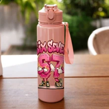 1 pieza Botella de agua de 700ml para niños, vaso de agua para estudiantes, regalo lindo para niños y niñas, mejor regalo, vaso con pajita, adecuado para exteriores, escuela, campus, deportes, vuelta al cole, temporada de graduación, vaso portátil - Multicolor - Ver 6