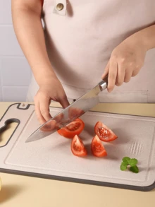 1件装多功能双面不锈钢砧板，带磨刀器，防锈解冻板，菱形纹理，双面切菜板，带边缘解冻板，防霉TPR材质砧板，带磨刀器的食物切菜板，多功能不锈钢砧板，厨房用具，家居，户外 - 杏色 - 查看 9