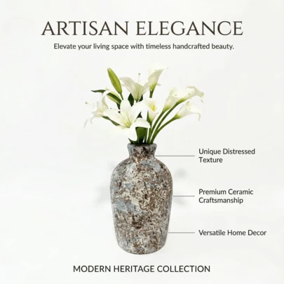 Bình gốm thủ công kiểu cổ điển - Đồ trang trí nhà cửa thủ công mang phong cách di sản hiện đại