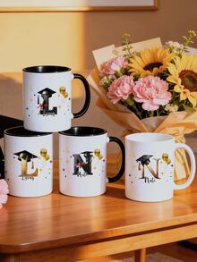 Cốc sứ quà tặng tốt nghiệp cá nhân hóa 11oz, cốc sứ in tên theo yêu cầu, dễ vệ sinh, chất lượng cao, thích hợp cho trà sữa, nước ép, cà phê, nước nóng, bao gồm các chi tiết mũ cử nhân, thạc sĩ và tiến sĩ cùng thiết kế chữ cái. - Nhiều màu 3 - Xem 5