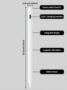 1pc Universal Active Capacitive Stylus Pen, Suitable For Writing, Drawing, Note-Taking, Aluminum Alloy Body, 8 Hours Usage Time, Type-C Charging Port, Magnetic Adsorption, Compatible With Smartphones, Tablets, Detachable Tip, 150 Days Standby, Continuous Use, Compatible With IPad Air 3/4/5/M2, Mini 5/6, 6/7/8/9/10, Pro 11"/12.9"/M4 - View 12