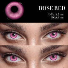 LEERMOO 自然年抛舒适隐形眼镜，适合学生日常生活、节日活动、万圣节服装及角色扮演，彩虹节适用 - 玫瑰紅 - 查看 3
