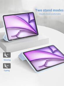 2026新款11寸保护套，三折平板电脑保护套带支架，轻巧智能睡眠/唤醒翻盖保护套，兼容iPad Air 11 (M4)、第9代/10.2英寸/第10代、Matepad 11.5S/11.5、荣耀平板X8b、Idea Tab 11 2025、Tab M11。 - 白冰色 - 查看 3