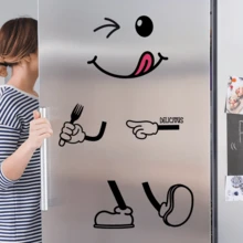 One-Piece Self-Adhesive Decorative Fridge Sticker, With Expression Patterns, Suitable For Fridge Stickers In Bedrooms, Living Rooms And Kitchens. An Interesting And Simple Wall Decoration Art. - 30*40cm - View 8