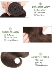 #4 12A 真人发束 10-26 英寸直发 未经加工 编织发 1 束 巧克力棕色 未经加工 女士专用 - S4 - 查看 2