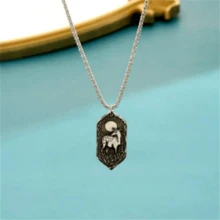 1件复古创意鹿月森林吊坠项链，时尚派对饰品，女士适用 - 復古銀色 - 查看 6