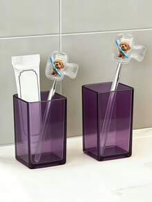 Cute Teddy Bear Holding Blue Toothbrush Pattern Portable Toothbrush Cap, Storage Box, Toothbrush Protective Case, Essential Bathroom Accessory For Home, Business Travel, Daily Use And Outdoor Travel, Compact Storage Solution, Decorative Toothbrush Cover - Multicolor - View 6