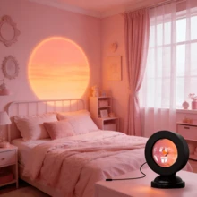 Single Sunset Glow LED Projector Night Light, Versatile Aesthetic Room Mood Lamp For Bedroom Living Room Office Desk Decor, Eye Friendly Soft Sunlight Effect Perfect For Party Background And Housewarming Gifts - ánh sáng màu cam - Xem 5