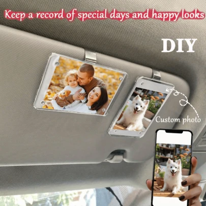 Kẹp ảnh từ tính gắn tấm che nắng ô tô mới, nam châm acrylic đa năng gắn tủ lạnh, khung ảnh từ tính trong suốt, kẹp ảnh gắn tấm che nắng ô tô, khung ảnh trang trí ô tô tự làm theo yêu cầu, quà tặng cặp đôi, kẹp ảnh kỷ niệm gia đình và thú cưng, quà tặng ngày lễ, nhiều kích cỡ khác nhau.