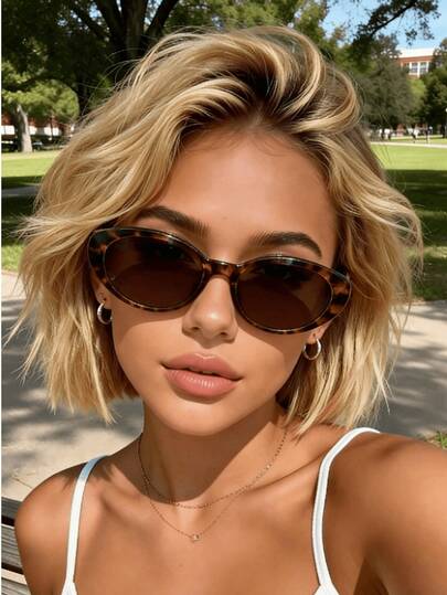 1pc Unisex Retro Cat Eye Oval Glasses, Bohemian Style Fashion Eyeglass Frame, Lightweight Versatile Glasses For Daily Wear, Work, Dating, Going Out, Street Style, Mother's Day, Father's Day, Graduation Gift