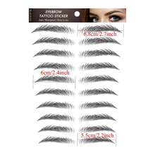 6 Sheets 60 Pairs Black 4d Hair-Like Waterproof Eyebrow Tattoos Stickers Transfers Temporary Brow Tattoo Peel Off Grooming Shaping Sticker In Arch Style - Black - View 3