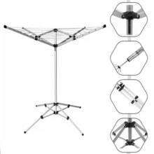 Crystals 16 M Portable Rotary Clothes Airer Free‑Standing Folding Washing Line Outdoor Laundry Dryer 4‑Arm Drying Rack - 查看 4