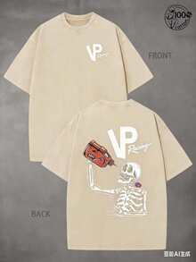 VP Racing Skeleton-Shirts, Eye-Catching Graphic-Shirts, Drifting And Racing Life Clothes Specially Designed Car Lovers; 230G Washed Cotton - Apricot - View 7