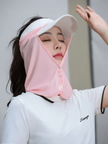 3件套户外徒步骑行钓鱼防蚊防紫外线面罩防晒帽，春夏款 - 彩色 - 查看 6