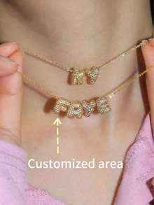[Mặt dây chuyền mini đính kim cương vàng lấp lánh] ~ Dây chuyền chữ cái 26 chữ cái được cá nhân hóa. Một món quà sáng bóng và độc đáo, các cô gái sẽ thích hơn. - Nhiều màu - Xem 2