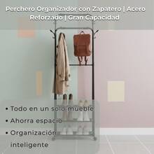 Perchero de doble varilla: percheros de metal para colgar ropa, perchero resistente con 3 estantes, organizador de ropa portátil para dormitorio, lavandería, sala de estar, negro - Negro - Ver 2