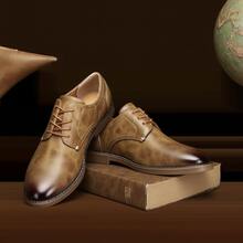 Men's Business Casual Shoes, Soft Sole Comfortable Walking Shoes For Commuting And Daily Wear, Formal Office Fashion Footwear - Ginger - View 2