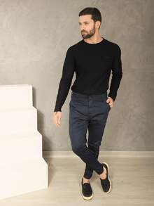 Men's Fine Sport Pants Premium Satin Fabric Tailoring Built-In Pocket - Màu xanh hải quân - Xem 10