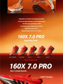 Xtep 160X7.0PRO | Giày chạy đua đế carbon, giày chạy marathon dành cho nam, màu cam/đen. - Màu cam/đen cực đậm - Xem 4