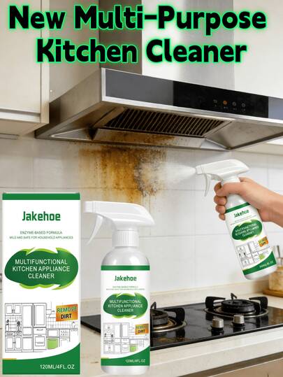 jakehoe All-Purpose Kitchen Appliance Cleaner - Effectively Cleans Grease, Oil Stains, And Grime On Range Hoods, Stovetops, And Other Kitchen Surfaces. Specially Formulated To Quickly Penetrate And Break Down Stubborn Oil And Dirt.