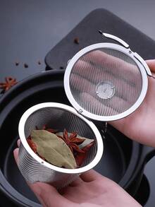 1PC Stainless Steel Tea Infuser, Round Mesh Spice Ball Filter With Chain, Reusable Loose Leaf Tea Strainer Seasoning Bouquet Ball For Herbs Spices Stew Cooking Kitchen Gadget - Multicolor - View 7