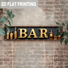 1 Stück Vintage Eisenbarschild mit Flasche & Glas | 2D Wanddekoration, geeignet für Bars, Pubs, Restaurants, Männerhöhlen, Zuhause - 4x16 Zoll - mehrfarbig - Übersicht 3