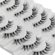 ‌Fluffy Western-Style Fox-Eyed Pure-Seductive False Lashes – (7 Pairs) Medium-Volume Japanese Aesthetic Gradient Layered Pattern, One-Piece Full Strip Design, Clear Band Hand-Tied Edge Detail, Natural Volume & Eye-Enhancing Effect, Premium False Eyelashes For Cosplay, Daily Wear, Or Social Media Makeup - View 5