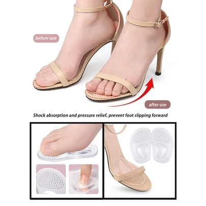 1 Pair Forefoot Cushion Insoles, Women's Anti-Slip Silicone Shoe Pads, Relieve Foot Pain, Suitable For High Heels, Sandals, Gel Insoles