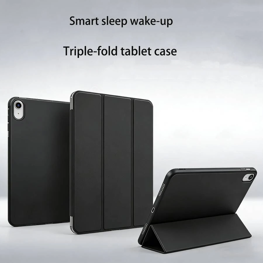 2026款第11代折叠平板电脑保护套，适用于第8代10.2英寸、第9代10.2英寸、第10代Galaxy Tab S10 Lite、Galaxy Tab A11/S11 11英寸（2025款）/S10 Lite 10.9英寸/A9/A8/A7 Lite/A9 PLUS，支持智能休眠/唤醒功能，防震，经典商务黑