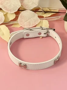 朋克风PU皮狗项圈，带骨头铆钉，可调节宠物项圈，适合小型和中型犬猫 - 彩色 - 查看 11