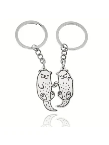 Bộ 2 móc khóa thời trang hình động vật dễ thương, móc khóa xe hơi hình rái cá, móc chìa khóa bằng thép không gỉ, mặt dây chuyền túi xách, quà tặng cho bạn thân, như hình minh họa. - A - Xem 9